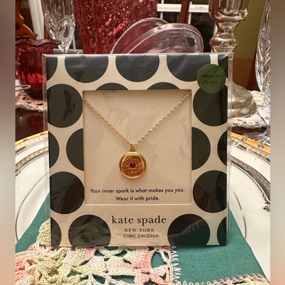 NWT Kate Spade The Color Spark Collection Red Strength Medallion Necklace